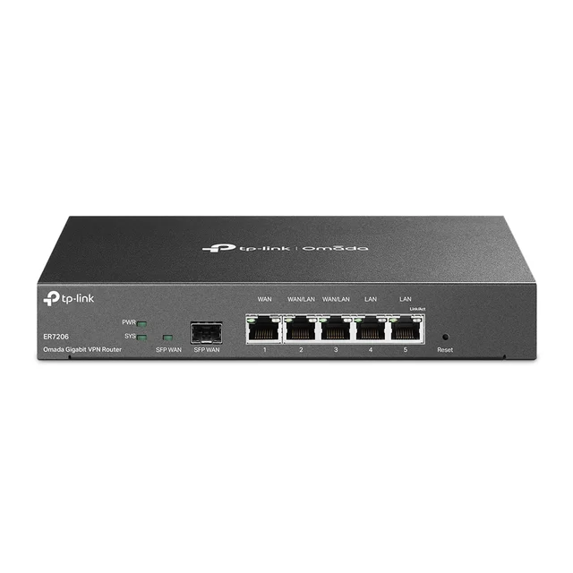 ER7206-h Router Omada VPN / SDN Multi-WAN Gigabit / 1 Puerto WAN SFP Gigabit / 1 Puerto WAN RJ45 Gigabit / 2 Puertos LAN RJ45 Gigabit / 2 Puertos Configurables LAN/WAN / 150,000 Sesiones Concurrentes / Administración Centralizada Omada o Stand-Alone - Image 1