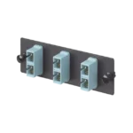 Placa Acopladora de Fibra Optica FAP, Con 3 Conectores SC Duplex (6 Fibras), Para Fibra Multimodo OM3/OM4, Color Aqua