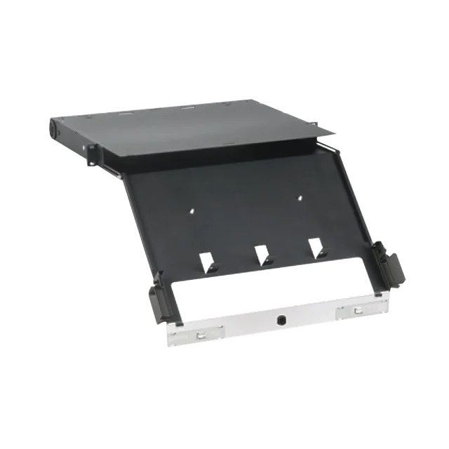 FCE1U-h Panel de Distribución de Fibra Óptica, Acepta 4 Placas FAP o FMP, Bandeja Deslizable e Inclinable Hacia Abajo, Hasta 96 Fibras, Color Negro, 1UR - Image 1