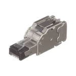 Plug RJ45 Blindado, Instalación Recta, Terminación en Campo Certificable, Compatible con Cat5e, Cat6 y Cat6A, Color Plata, Paquete de 10 Piezas