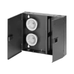 Caja de Conexión de Fibra Óptica, Para Montaje en Pared, Acepta 2 Placas FAP o FMP, Hasta 48 Fibras, Color Negro