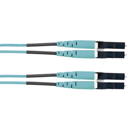 Jumper de Fibra Optica Multimodo 50/125 OM3, LC-LC Duplex, LSZH (Cero Halógenos), Color Aqua, 2 Metros
