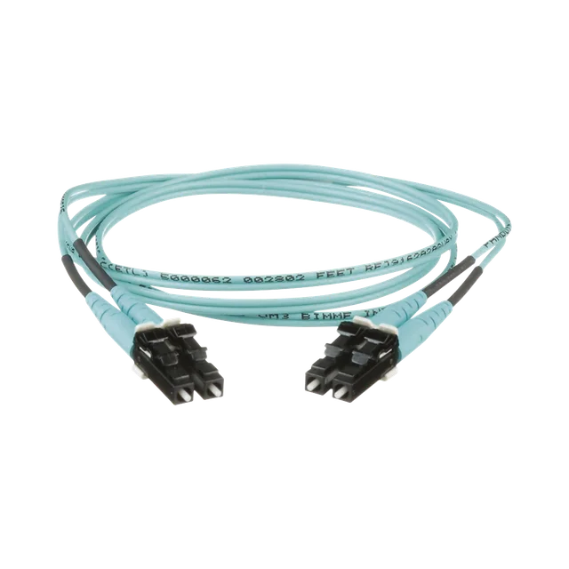 FX2ERLNLNSNM0.5-h Jumper de Fibra Optica Multimodo 50/125 OM3, LC-LC Duplex, OFNR (Riser), Color Aqua, 0.50 Metros (1.64 Pies) - Image 1