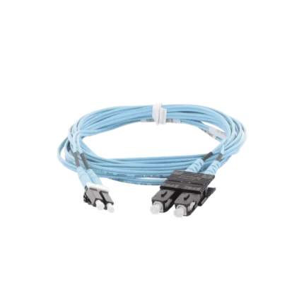 Jumper de Fibra Optica Multimodo 50/125 OM3, LC-SC Duplex, OFNR (Riser), Color Aqua, 3 Metros