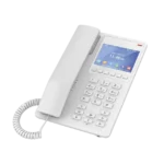 Teléfono IP Hotelero con pantalla LCD a color, 2 líneas SIP con 2 cuentas, codec Opus, IPV4/IPV6, color blanco, con gestión en la nube GDMS