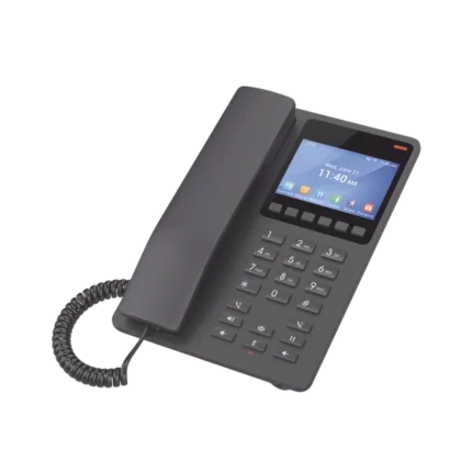 Teléfono IP Hotelero con pantalla LCD a color, 2 líneas SIP con 2 cuentas, codec Opus, IPV4/IPV6, color negro, con gestión en la nube GDMS