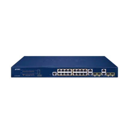 Switch Administrable PoE  Capa 2 de 16 Puertos 10/100/1000 Mbps 802.3af/at, 4 Puertos SFP Gigabit, Hasta 240 W