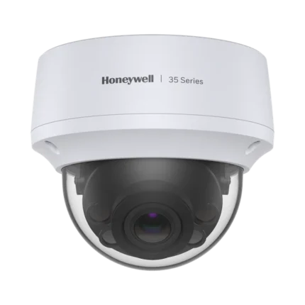 Domo IP 8 Megapíxel / Lente Mot. 2.7 a 13.5 mm / 50 mts IR /  Ultra Baja Iluminación / NDAA / ONVIF / IP67 / IK10 /  IA (Filtro de Humanos y Vehiculos) / Merodeo / Conteo de Personas / PoE / Audio y Alarmas I/O / Serie 35 / Honeywell Securit
