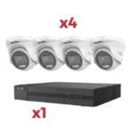 [Kit] DVR 4 Canales TurboHD + 1 Canal IP / 2 Megapixel (1080pLite) / AcuSense Lite / Audio por coaxitron / 1 Bahia de disco duro / 4 Cámaras Metalicas / 2 Megapixel tipo turret / ColorVu Lite + Microfono Integrado
