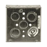 Caja Cuadrada Galvanizada  de 4" x 4", profundidad de 2 1/8". Cuenta con 10 KO de 1/2" y 6 TKO (1/2" - 3/4")) - Image 3