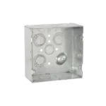 Caja Cuadrada 4 11/16" x 4 11/16"/ Profundidad 2- 1/8"/ 4 Entradas 1", 4 Entradas 3/4", 1 Entrada 1/2" y 3 TKO (1/2"-3/4").