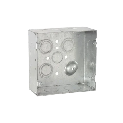 Caja Cuadrada 4 11/16" x 4 11/16"/ Profundidad 2- 1/8"/ 4 Entradas 1", 4 Entradas 3/4", 1 Entrada 1/2" y 3 TKO (1/2"-3/4").