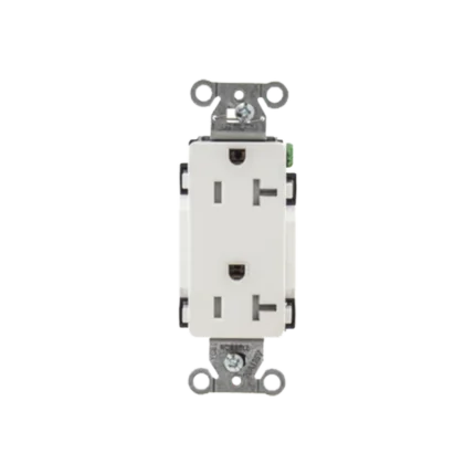 Contacto Duplex Decorador 20 A 125V /  Resistente a manipulaciones / 2 Polos 3 Hilos/ Nema 5-20 R / Color Blanco / Grado Industrial.
