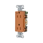 Contacto Dúplex Conexión a Tierra Aislada/ 15A 125V/ 2 polos 3 Hilos/ Nema 5-15R /Grado Comercial Decorativo/ Color Naranja.