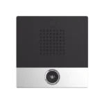 Mini Intercomunicador para hotelería y hospitales, con diseño elegante, PoE, 1 botón, 1 relevador integrado de salida y entrada.