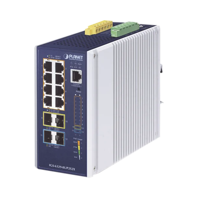 IGS63298UP2S2X-h Switch Industrial Administrable Capa 3, Con 8 Puertos PoE Gigabit 802.3bt, 2 Puertos SFP de 1 G / 2.5 G, 2 Puertos SFP 10 G - Image 1