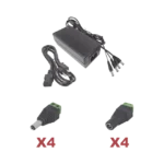 Kit con fuente EPCOM POWER LINE con salida de 12 Vcc a 5 Amper con 4 salidas / Incluye conectores JR52 y JR53