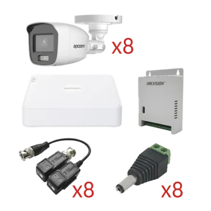 KIT TurboHD con Audio 1080p / DVR 8 Canales 1080p lite / 8 Cámaras Bala (exterior 2.8 mm) / Transceptores / Conectores / Fuente de Poder / AUDIO POR COAXITRON