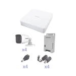 KIT TurboHD con Audio 1080p / DVR 4 Canales / 4 Cámaras Bala (exterior 2.8 mm) / Transceptores / Conectores / Fuente de Poder / AUDIO POR COAXITRON