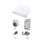 KIT TurboHD con Audio 1080p / DVR 4 Canales / 4 Cámaras Domo (exterior 2.8 mm) / Transceptores / Conectores / Fuente de Poder / AUDIO POR COAXITRON