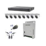 KIT TurboHD 1080p / DVR 8 Canales / 8 Cámaras Eyeball (exterior 2.8 mm) / Transceptores / Conectores / Fuente de Poder Profesional hasta 15 Vcc para Larga Distancia