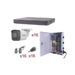 KIT TurboHD 1080p / DVR 16 Canales / 16 Cámaras Bala (exterior 2.8 mm) / Transceptores / Conectores / Fuente de Poder Profesional