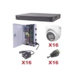 KIT TurboHD 1080p / DVR 16 Canales / 16 Cámaras Turret con Audio Integrado (Exterior 2.8 mm) / Transceptores / Conectores / Fuente de Poder Profesional - Image 2