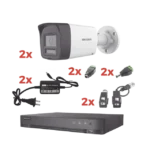 Kit Audio Bidireccional TurboHD 1080p / DVR 4 Canales / 2 Cámaras Bala (Exterior) con Bocina y Microfóno Integrado / 2 Fuentes de Poder / Accesorios