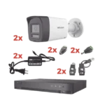 Kit Audio Bidireccional TurboHD 1080p / DVR 4 Canales / 2 Cámaras Bala (Exterior) con Bocina y Microfóno Integrado / 2 Fuentes de Poder / Accesorios - Image 2