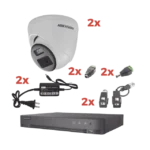 Kit Audio Bidireccional TurboHD 1080p / DVR 4 Canales / 2 Cámaras Eyeball (Exterior) con Bocina y Microfóno Integrado / 2 Fuentes de Poder / Accesorios