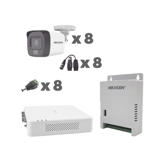 KH1080P8BFH-h KIT TurboHD 1080p / DVR 8 Canales con audio por coaxitron / 8 Cámaras con Micrófono Integrado 101° Visión/ luz blanca + IR visión nocturna / Transceptores / Conectores / Fuente de Poder Profesional - Image 1
