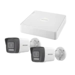 Kit IP 1080p (2 Megapixel) / NVR de 4 Canales con 4 Puertos PoE / 2 Cámaras Bala IP con Microfono Integrado / ColorVu Lite y ACUSENSE Lite