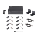 Kit de TRANSCEPTOR ACTIVO DE 8 CANALES / VIDEO+PODER en un solo Cable UTP / 150 metros en 4K, 200 metros en 5 MP/ Envía 36 Vcc y Recibe 12 Vcc / TODO INCLUIDO PARA RACK / Compatible con cámaras HD-TVI/CVI/AHD/CVBS / INSTALACIÓN LIMPIA