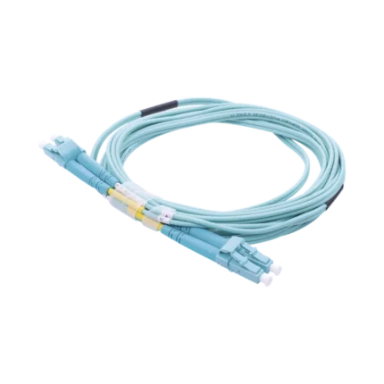 Jumper de Fibra Óptica Multimodo OM3 50/125 LC-LC OFNR (Riser), 2.0 mm, Dúplex, Aqua, 3 metros
