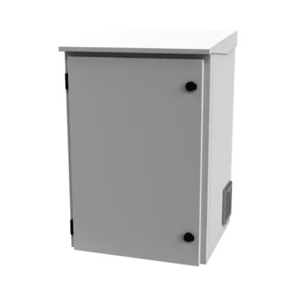 Gabinete de Exterior con Rack de 19" de 16U con Ventiladores y Termostato, Se envía el Gabinete Armado. (Montaje a poste o torre se vende por separado).