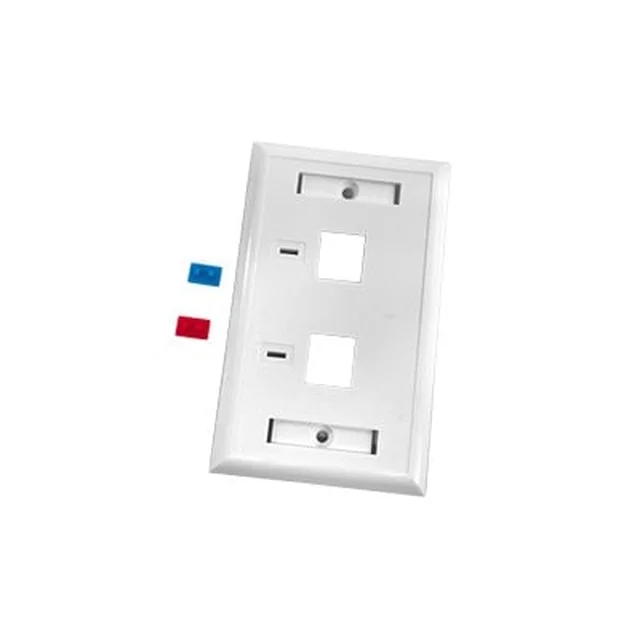 LPFP22det Placa de pared de 2 puertos, Keystone, con espacio para etiqueta, Color Blanco - Image 1