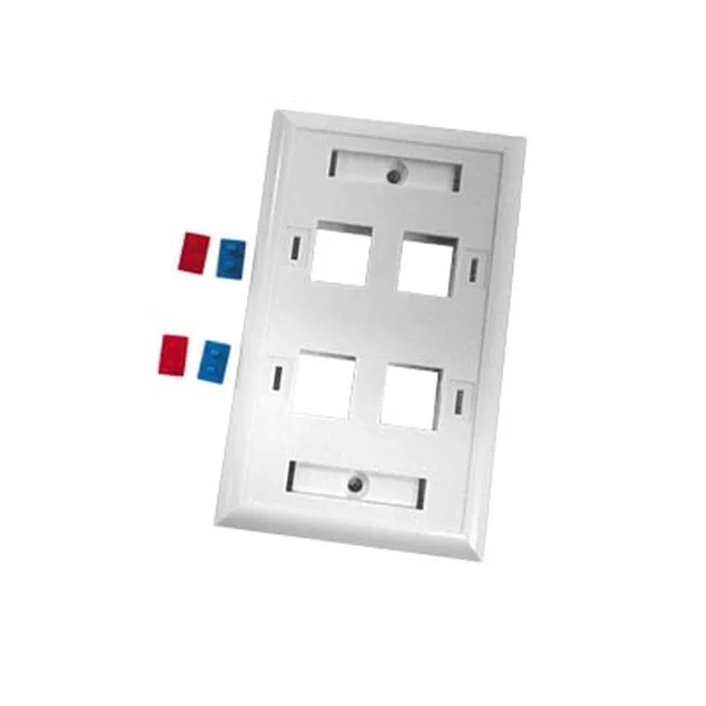 LPFP24det Placa de pared de 4 puertos, Keystone, con espacio para etiqueta, Color blanco - Image 1