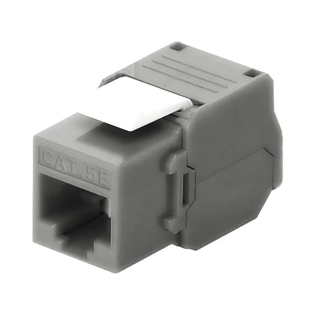 LPKJ516TTGY-h Módulo Jack Keystone Cat5e (Toolless), con Terminación en Ángulo 180 - Color Gris, Compatible con Faceplate y Patchpanel Linkedpro - Image 1