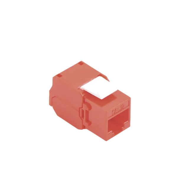LPKJ516TTRD-h Módulo Jack Keystone Cat5e (Toolless), con Terminación en Ángulo 180 - Color Rojo, Compatible con Faceplate y Patchpanel Linkedpro - Image 1