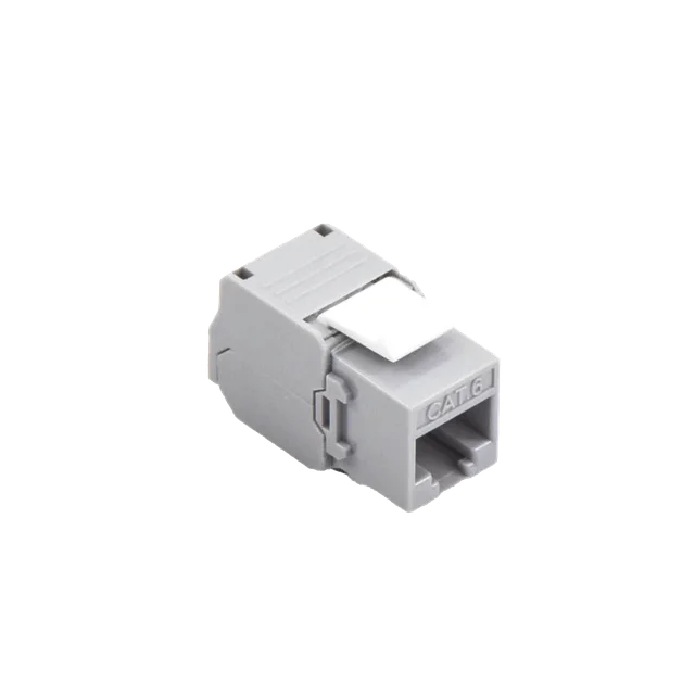 LPKJ610TTGY-h Módulo Jack Keystone Cat6 (Toolless), con Terminación en Ángulo 180 Grados Color Gris, Compatible con Faceplate y Patchpanel Linkedpro - Image 1