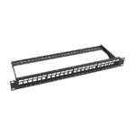 Patch panel modular sin blindaje de 24 puertos, 1U, con barra para organizar cable