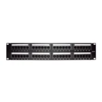 Panel de parcheo de impacto (110) UTP de 48 puertos Cat5e 19in, 2U con barra para organizar cable