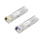 Transceptores Ópticos Bidireccionales SFP (Mini-Gbic) / Monomodo 1490 & 1550 nm / 1.25 Gbps / 1000BASE-BX / Conector LC/UPC Simplex / DDM / Hasta 60 km / 2 Piezas