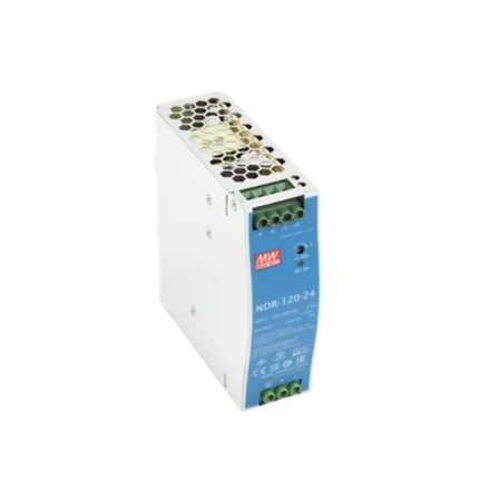 Fuente de poder industrial de 120 W, salida 24 Vcc, entrada 90~264 VCA, para montaje en riel DIN,