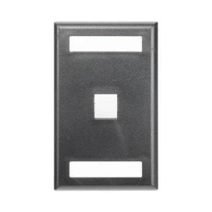 Placa de Pared Vertical, Salida Para 1 Puerto Keystone, Con Espacios Para Etiquetas, Color Negro