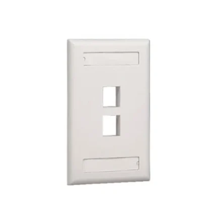 Placa de Pared Vertical, Salida Para 2 Puertos Keystone, Con Espacios Para Etiquetas, Color Blanco Mate