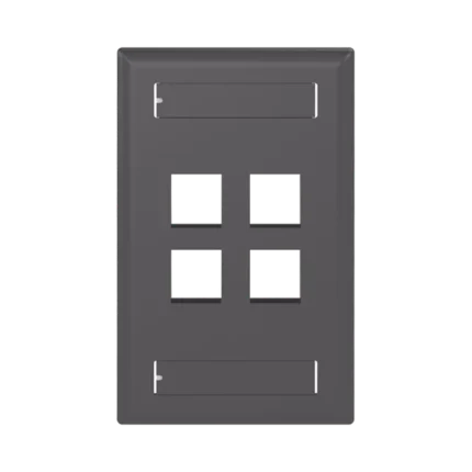 Placa de Pared Vertical, Salida Para 4 Puertos Keystone, Con Espacios Para Etiquetas, Color Negro