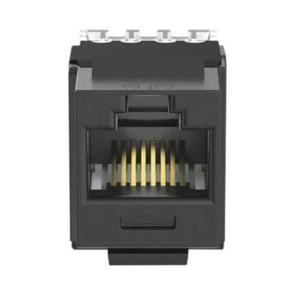 Conector Jack Estilo 110 (de Impacto), Tipo Keystone, Categoría 6A, de 8 posiciones y 8 cables, Color Negro
