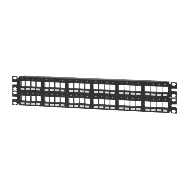 NKPP48FMY-h Panel de Parcheo Modular Keystone (Sin Conectores), Numerado y Espacio para Etiquetas, de 48 puertos, 2UR - Image 1