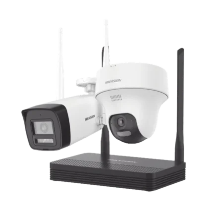 Kit IP Inalámbrico 4 Megapixel / NVS 4 Canales / 1 Cámara Bala Exterior + 1 Cámara Turret Interior con Lente 2.8 mm y Dual Light / Audio Bidireccional (Micrófono y Bocina) / Soporta Micro SD de 512 GB